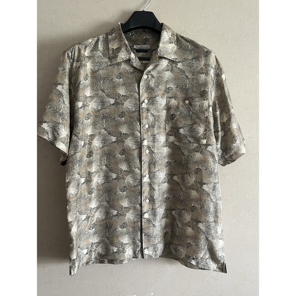 Firethorn Other - Vintage Firethorn 100% Silk Button-Up Shirt – Abstract Desert Palm Print (XL)